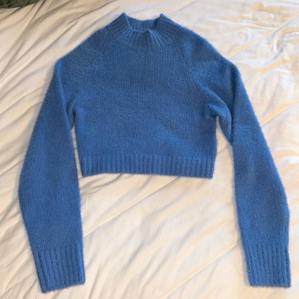 Urban Outfitters Cropped Blue Fuzzy Sweater Size XS